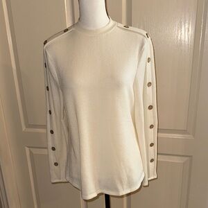 Cream Button-Detail Women's Top
